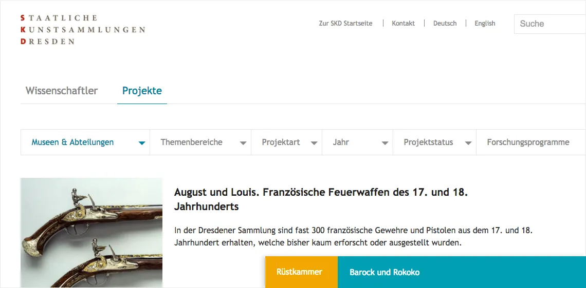 Seitenausschnitt des Forschungskanals der Staatlichen Kunststammlung Dresden