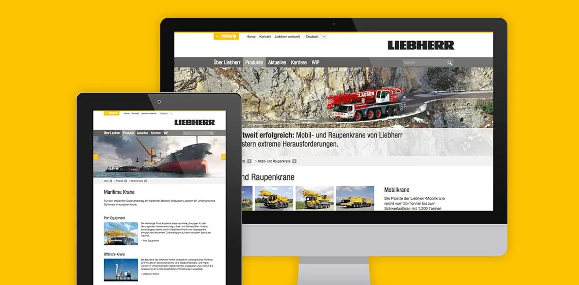 Neue Website Liebherr auf Screens