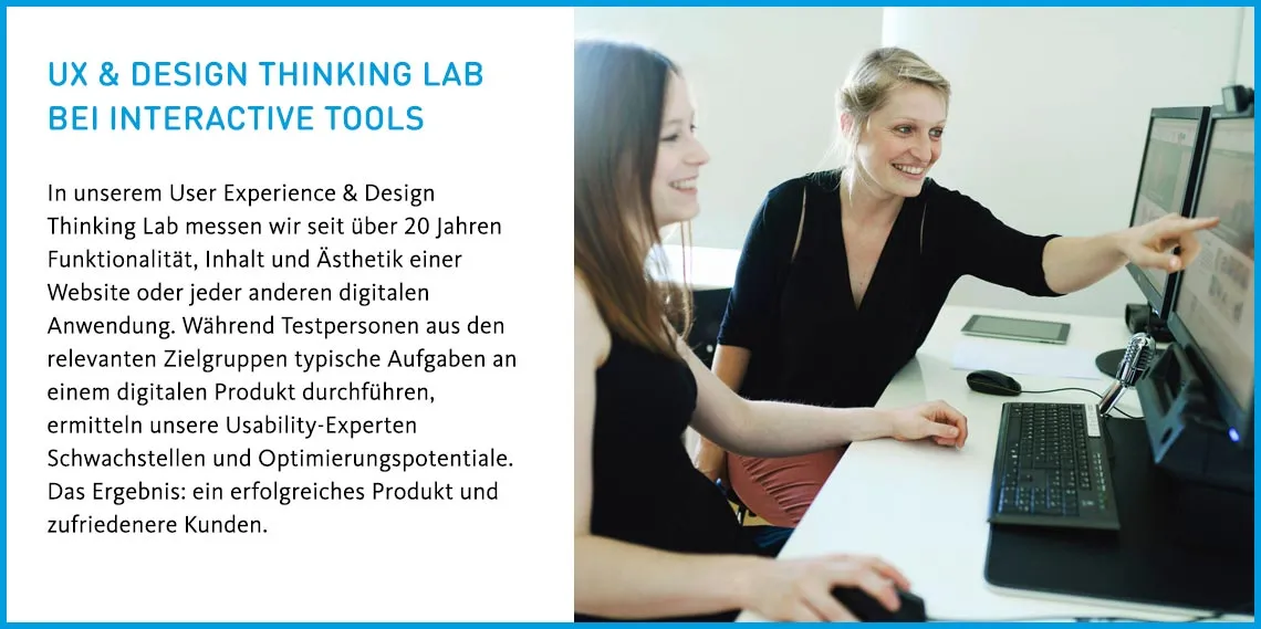 Probandin im synaigy UX & Design Thinking Lab bei einem Usability-Test von Websites für Energieversorger.
