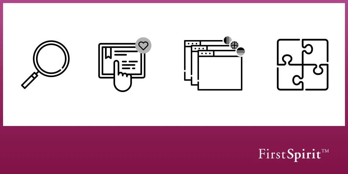 Vorteile von FirstSpirit symbolisiert durch icons
