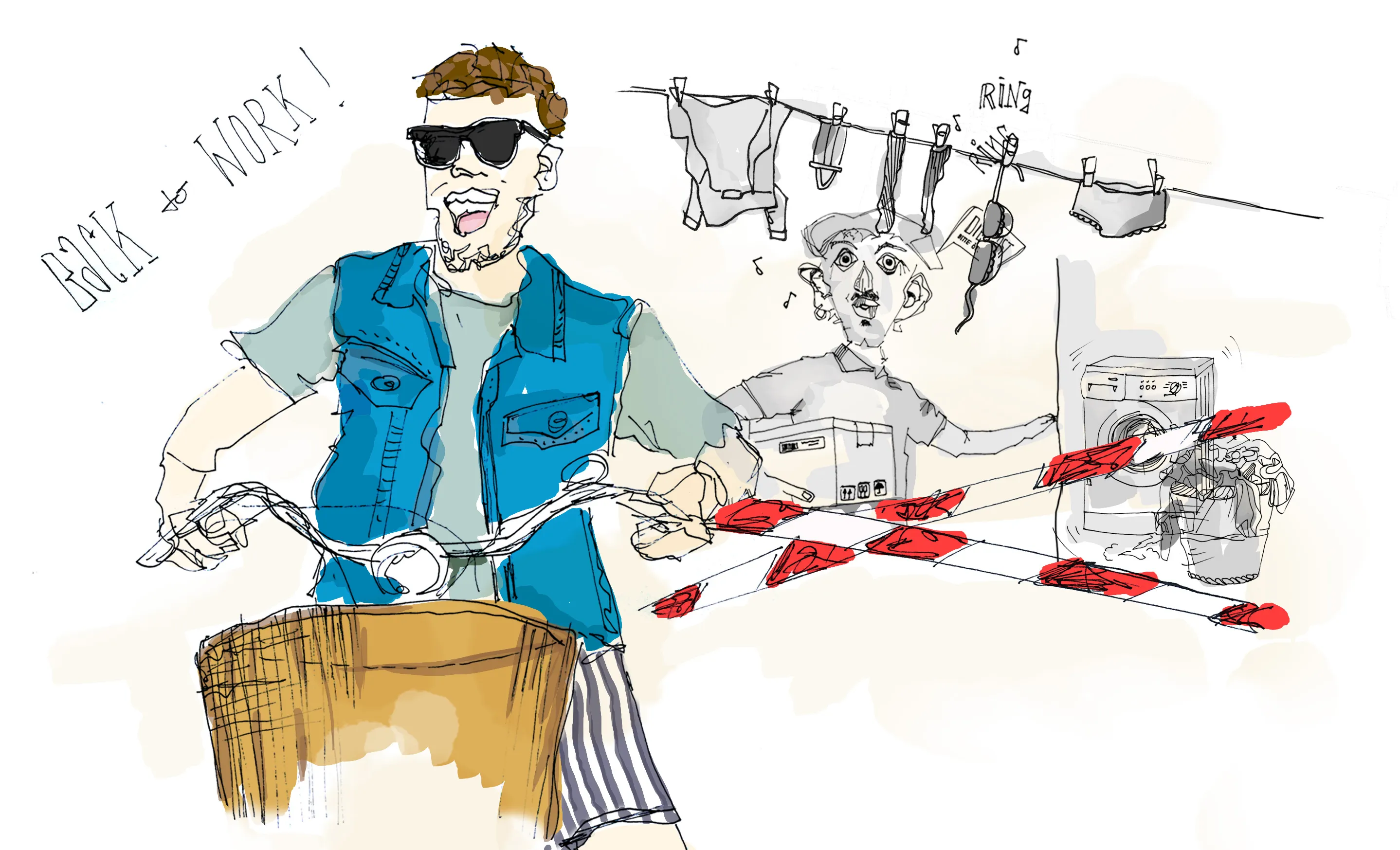 Illustration: Kollege lässt den Home Office Stress zuhause