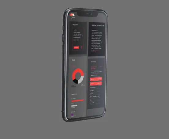 Smartphone zeigt eine dunkle Analyseoberfläche mit Kreisdiagramm