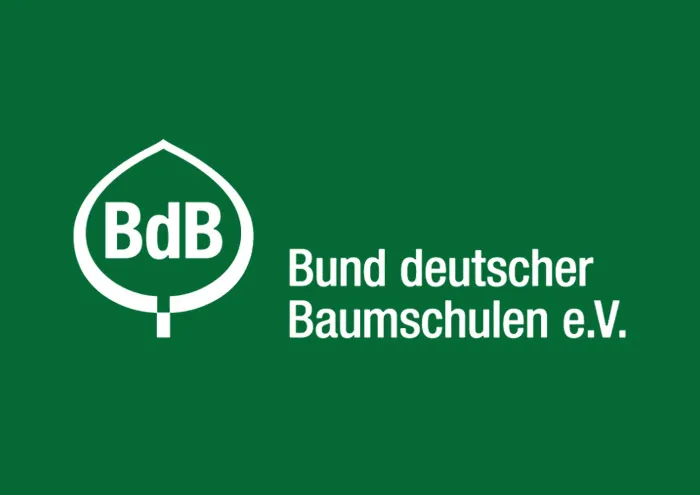 Bund deutscher Baumschulen Logo auf grünem Hintergrund
