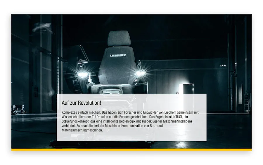 Liebherr INTUSI Steuerungskonzept auf der Website