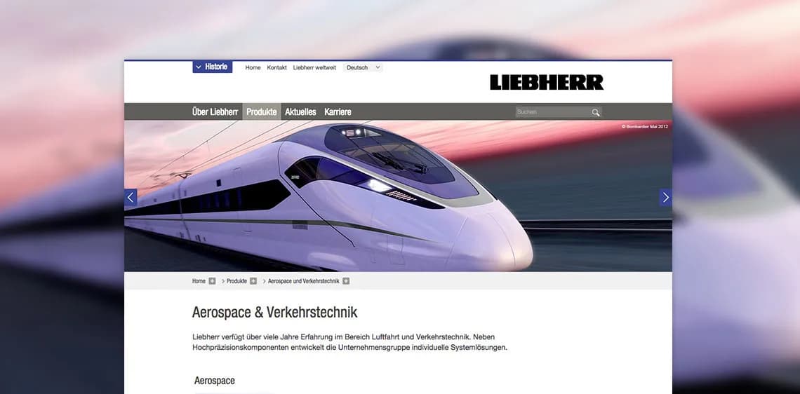 Screenshot Liebherr Aerospace Website
