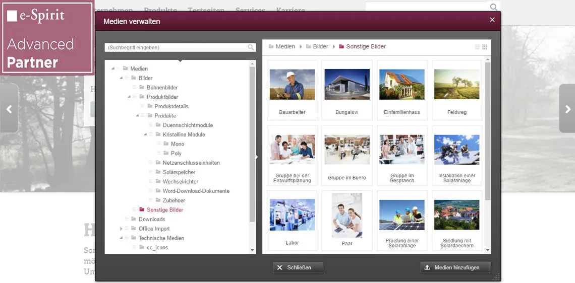 Screenshot FirstSpirit CMS