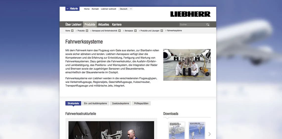 Screenshot Liebherr Aerospace Website