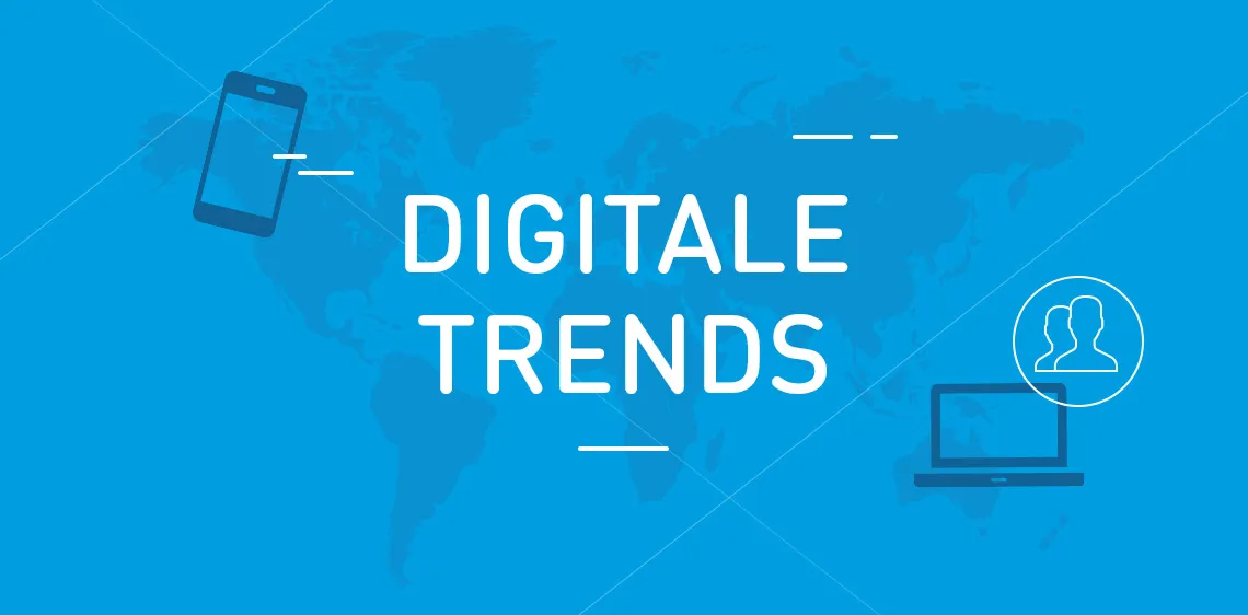 Text Digitale Trends auf Weltkarte
