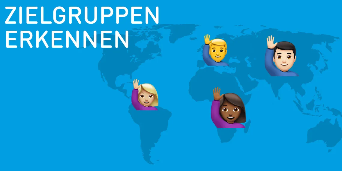 Weltkarte mit internationalen Zielgruppen
