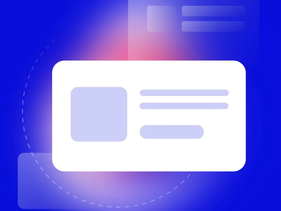Symbolgrafik: Layout-Karten mit Text- und Bildplatzhaltern auf blauem Hintergrund