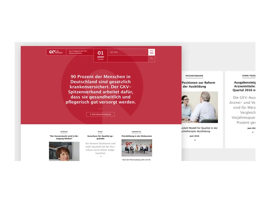 Screenshot der Startseite des E-Magazines des GKW-Spitzenverbandes