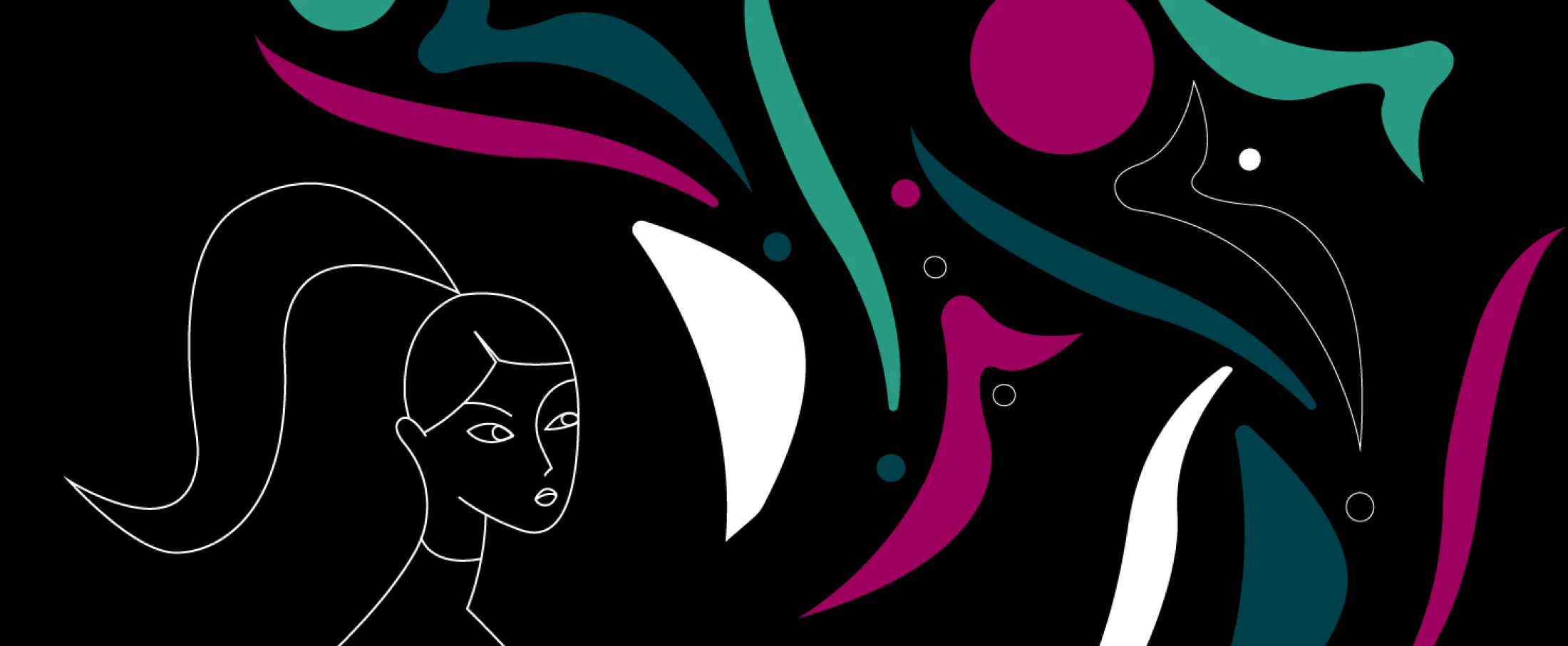 Illustration des Kopfes einer Frau und abstrakten geometrischen Formen