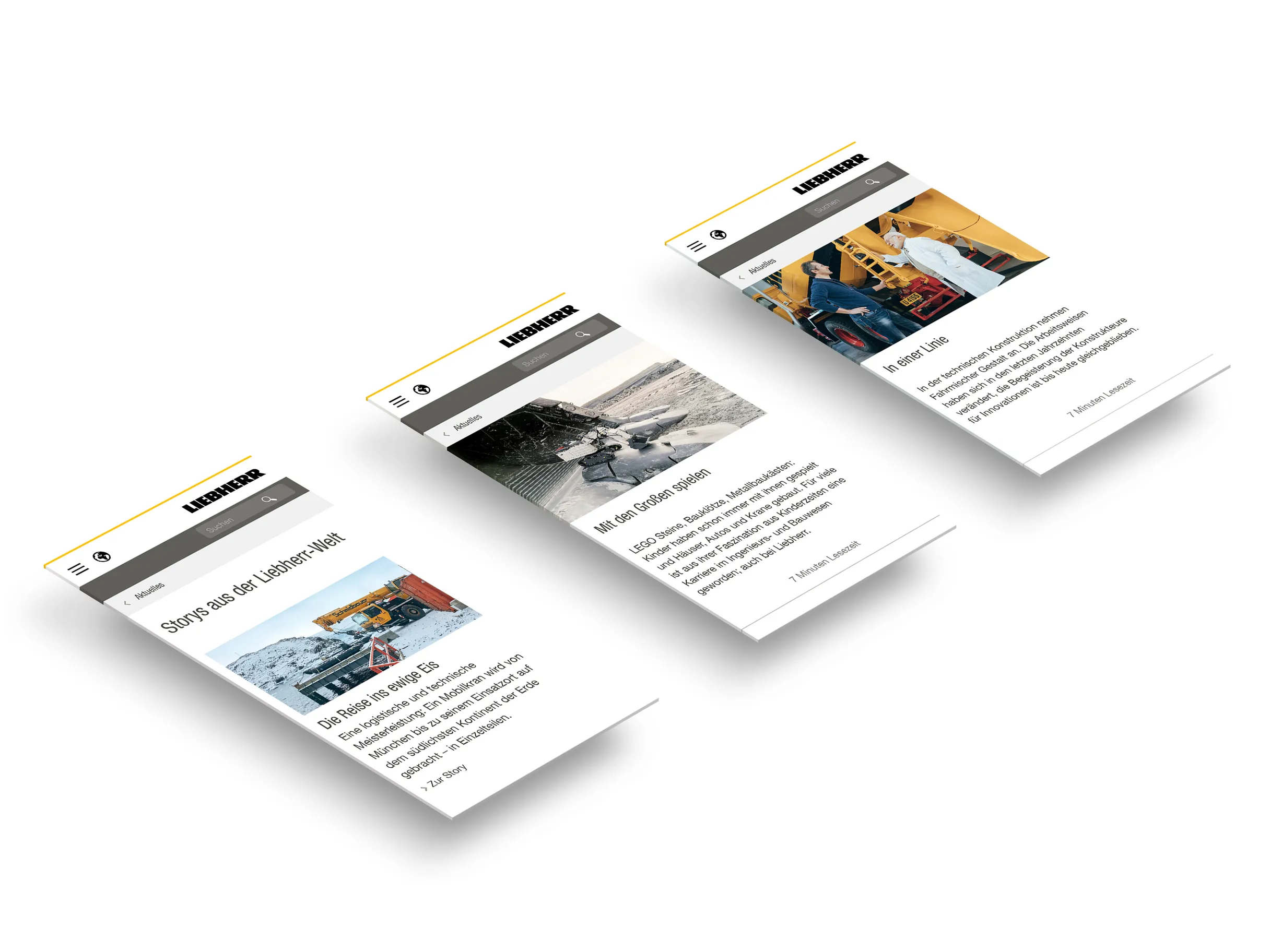 Liebherr Website mobile Screens