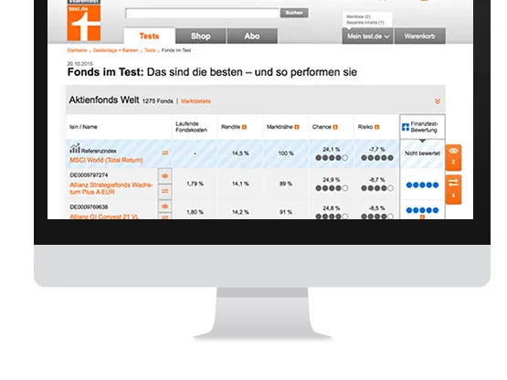 Der neue "Produktfinder Fonds" auf test.de