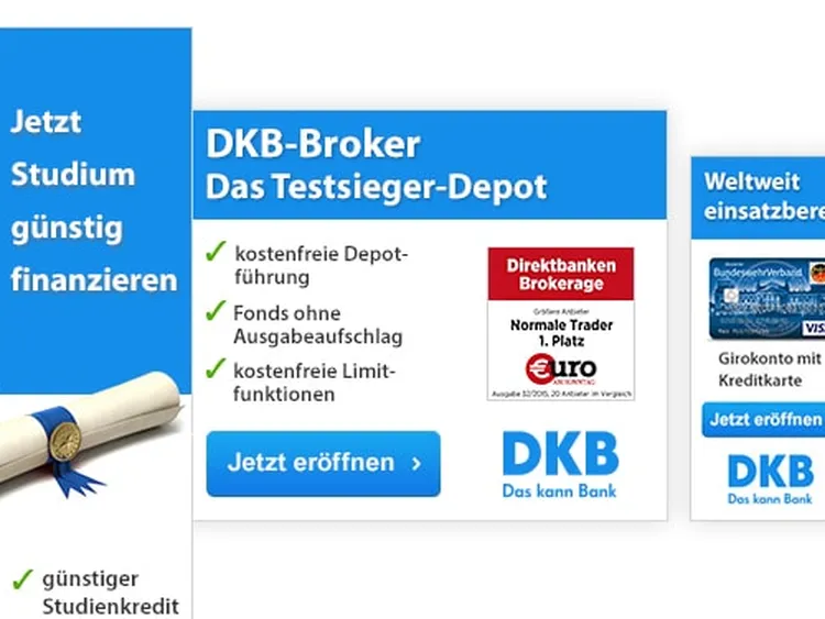 Verschiedene Web-Banner für das Online Marketing der DKB