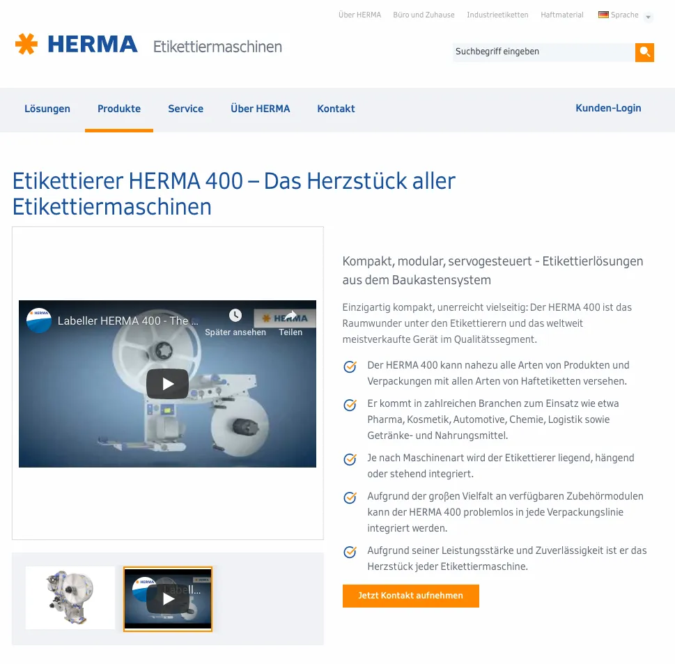 Produktinszenierung bei Herma
